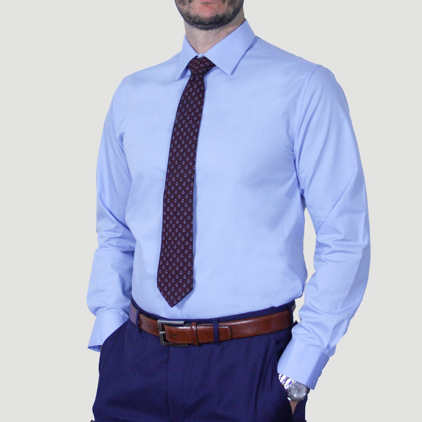ARTURO Modern Fit Long Sleeve Light Blue Dress Shirt for Men - Big & Tall Sizes 4X to 6X - Perfect for Office, Business Meetings & Formal Occasions