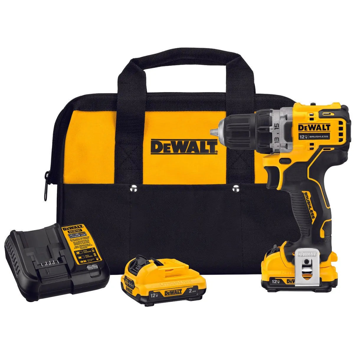 DEWALT DCD701F2 XTREME 12V MAX Brushless 3/8 Inch Cordless Drill/Driver Kit - Compact Power Tool for DIY Home Projects, Woodworking & Professional Construction Work