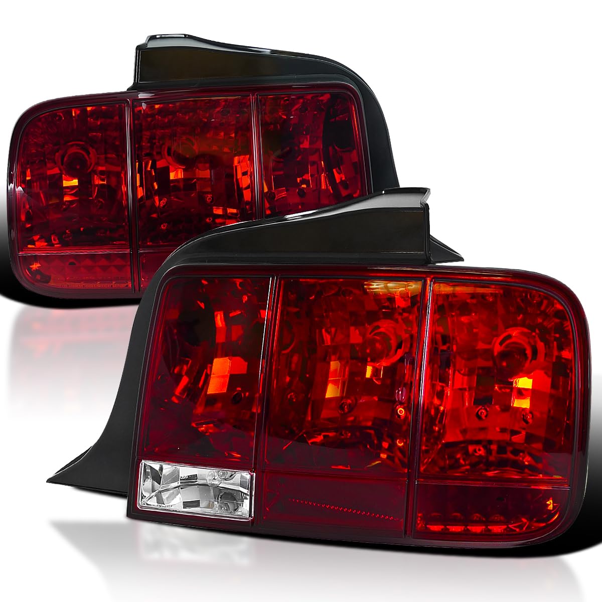 Spec-D Tuning Red Sequential LED Tail Lights for 2005-2009 Ford Mustang - Left & Right Pair Assembly - Upgrade Your Mustang's Rear Style for Night Driving & Car Shows