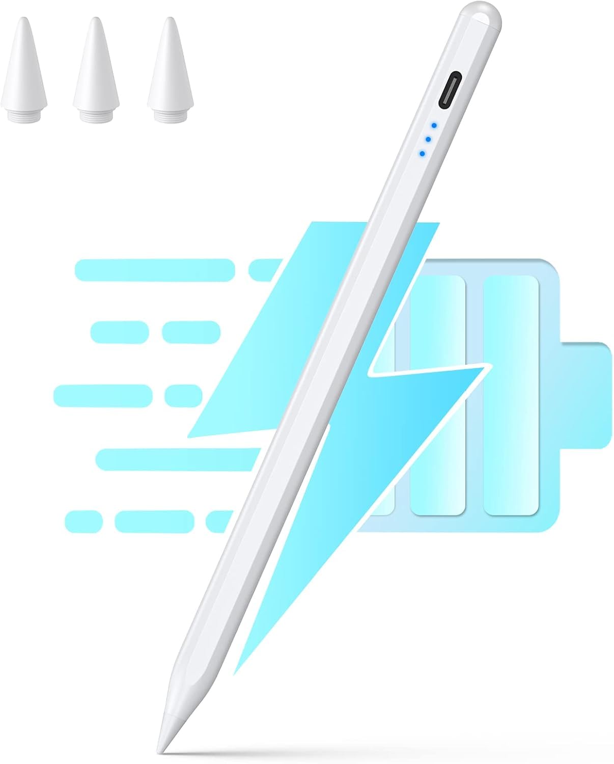 Fast Charging Stylus Pen for iPad (2018-2025) - Compatible with iPad 6-11 Gen, Air 3/4/5/M2/M3, Mini 5/6 & Pro 11