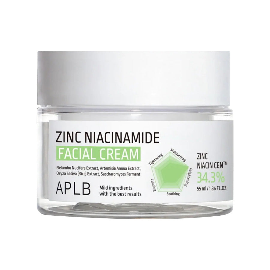 APLB Zinc Niacinamide Facial Cream 55ml - Oil Control & Acne Treatment Moisturizer for Oily & Sensitive Skin | Day & Night Use for Clear Complexion