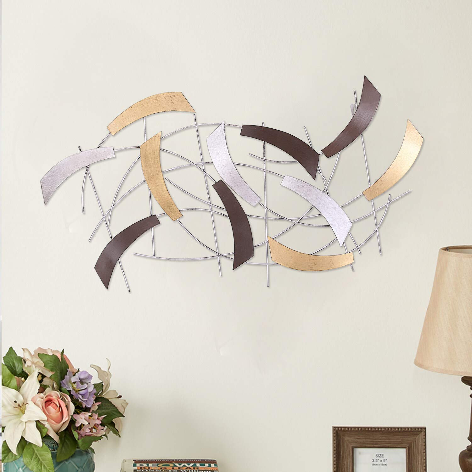 Abstract Metal Wall Art - Modern Brown & Gold Home Decor for Living Room, Bedroom & Office | Unique Handmade Sculpture for Stylish Interior Design