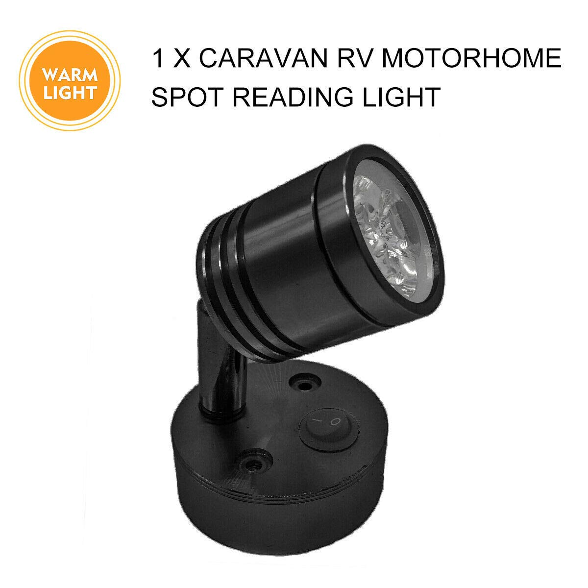 MACHSWON 12V RV LED Light - Warm White Reading Spot Light for Camper, Motorhome, Boat & Caravan (Black) - Perfect for Nighttime Reading & Interior Lighting