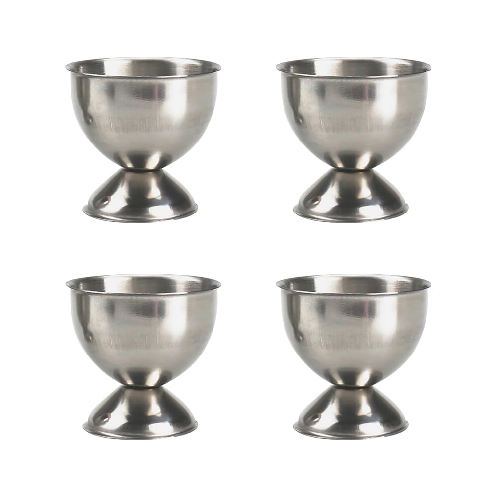 4 Pcs Stainless Steel Egg Cups - Egg Display Stand Holders for Kitchen - Small Egg Trays for Boiled Eggs - Perfect for Breakfast, Brunch, and Easter Decorations