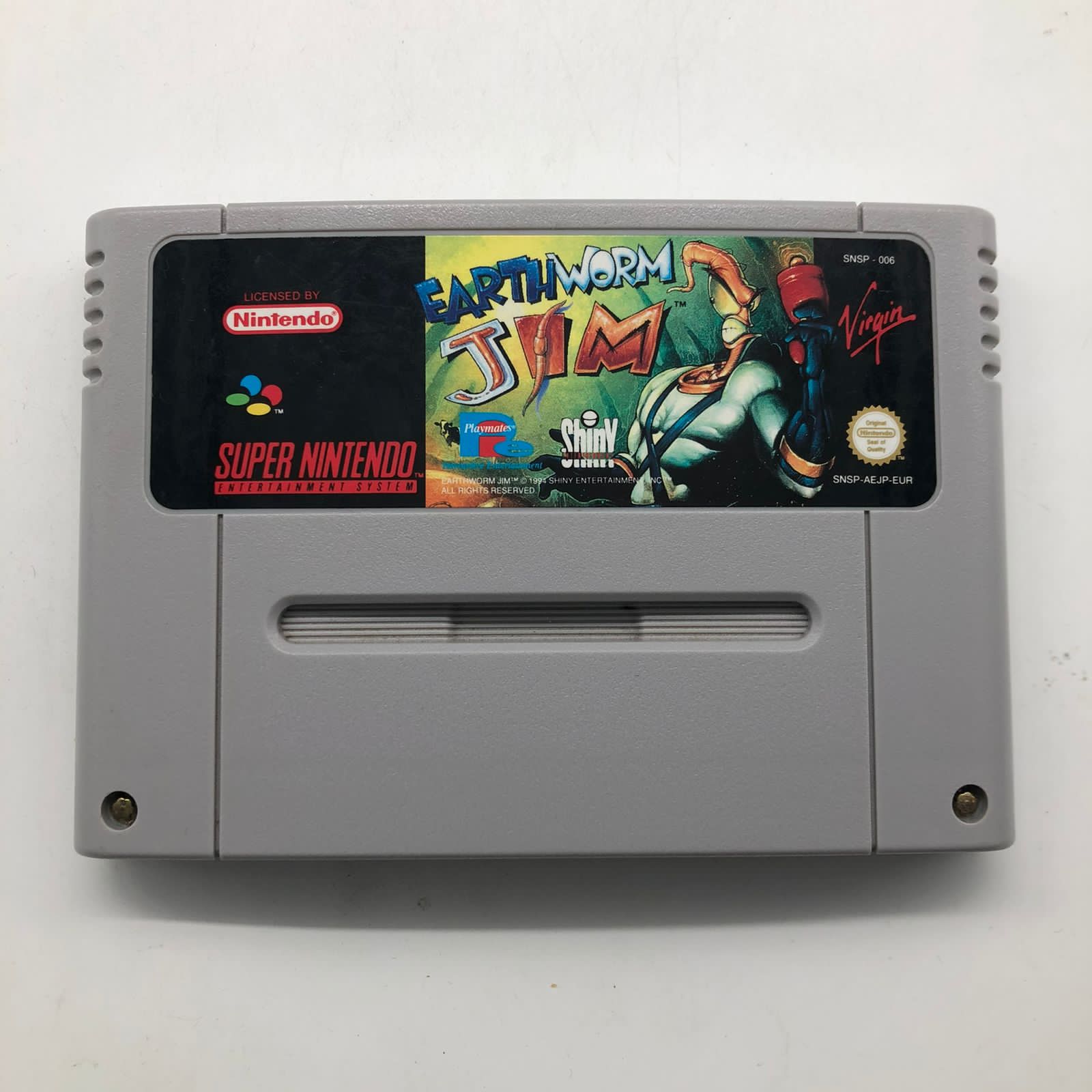 Earthworm Jim SNES Game Cartridge - Super Nintendo Entertainment System (PAL Version) - Classic 90s Platformer for Retro Gaming & Collectors