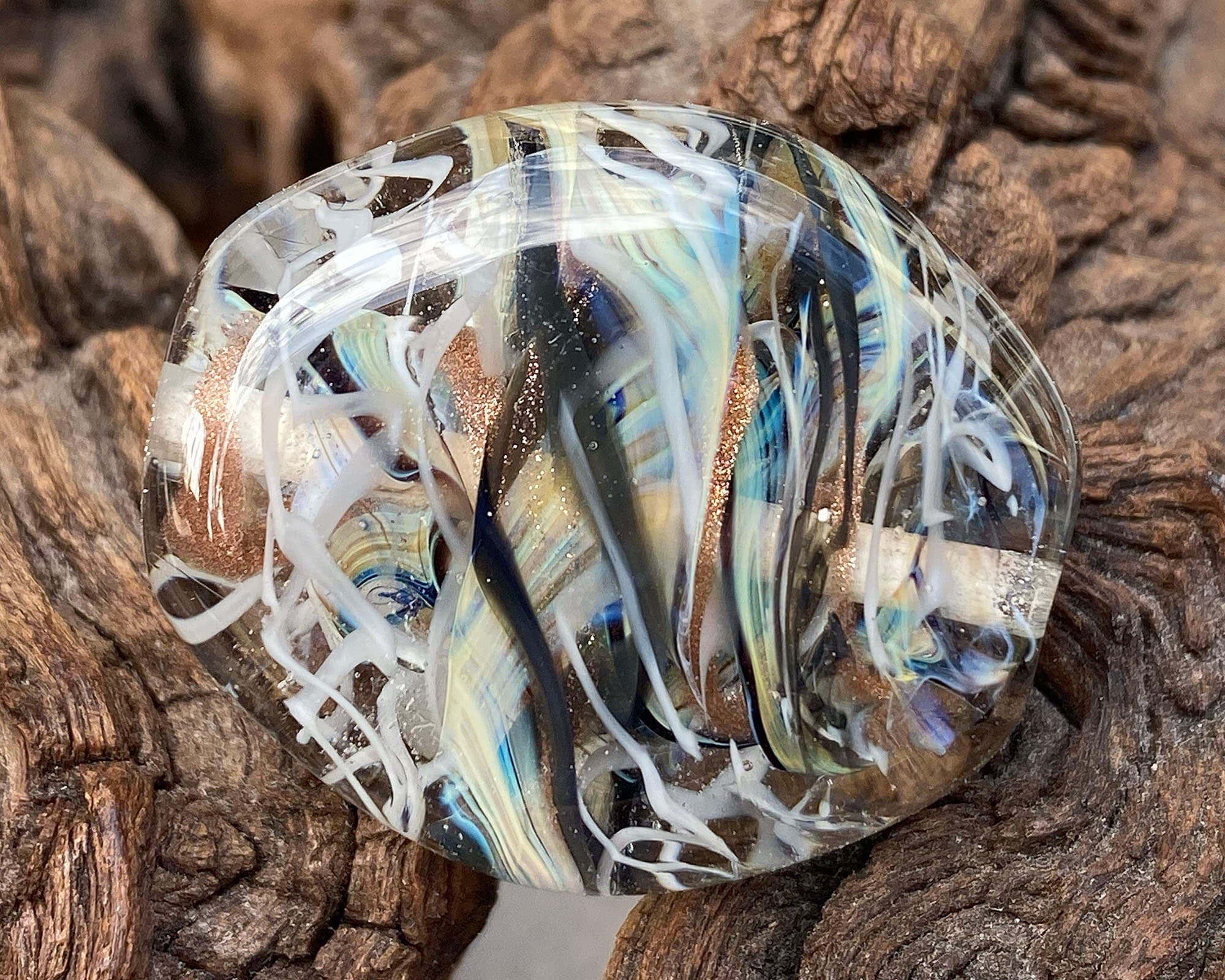 Serendipity Swirl Gold Lampwork Focal Bead SRA - Handmade Glass Bead for Jewelry Making, DIY Crafts & Necklace Design - Perfect for Beaders, Artists & Craft Enthusiasts