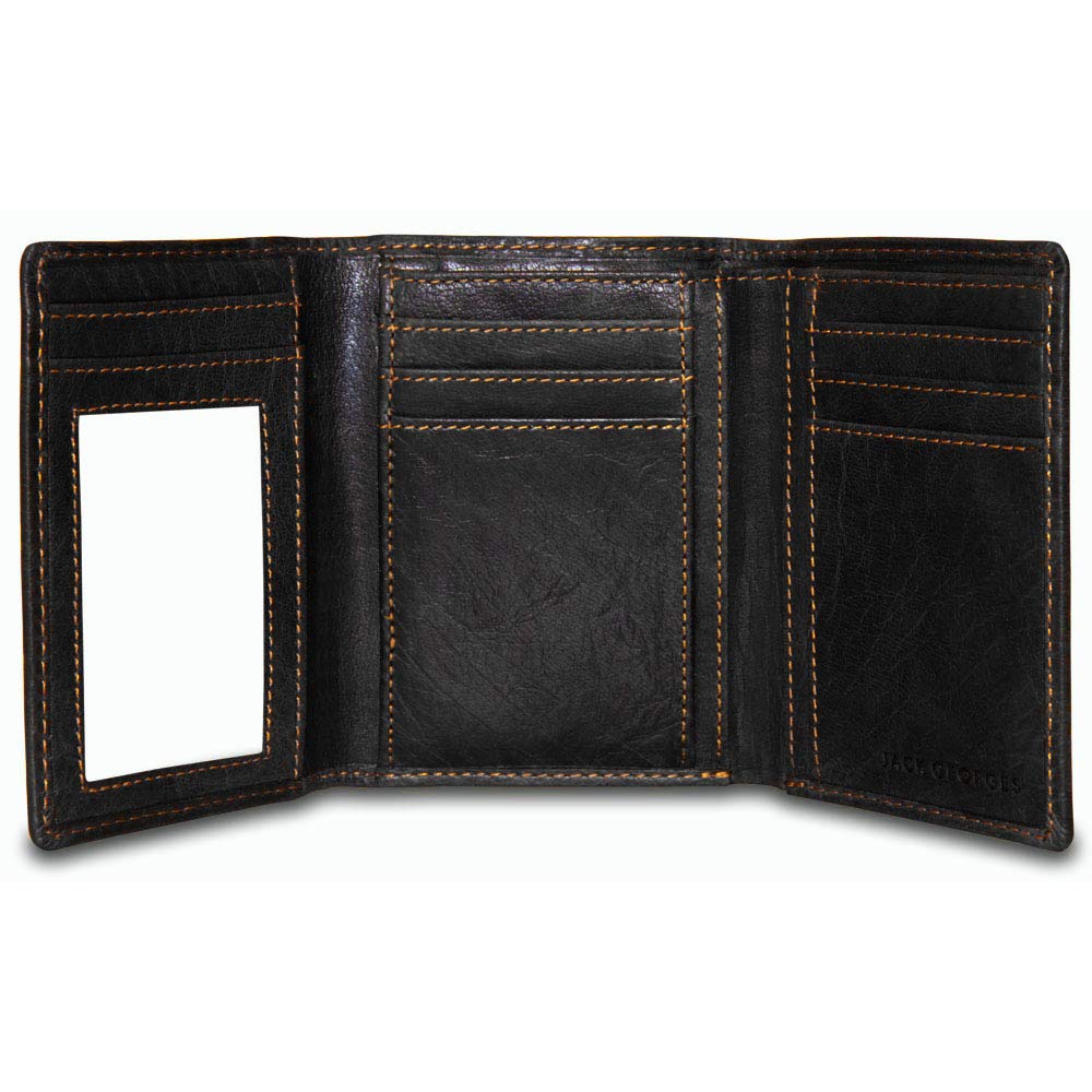 Premium Voyager TriFold RFID Blocking Wallet #7305 - Slim Leather Billfold for Men & Women, Black - Ideal for Travel, Business & Everyday Use