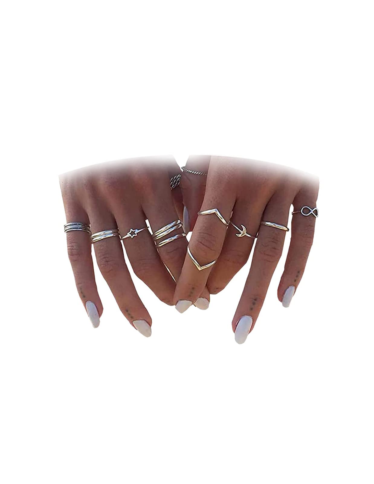 Stackable Moon & Infinity Rings Set for Women & Teen Girls - Boho Knuckle Rings for Layering & Stacking - Perfect for Everyday Wear, Gifts & Boho Fashion