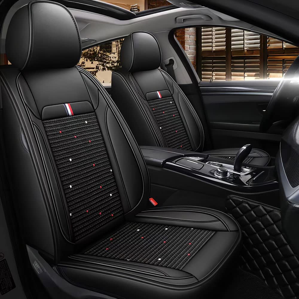 Bitablue Premium Ice Silk Car Seat Covers for Honda Element 2003-2023 - 2-Piece Front Set (Classic Black) | Breathable & Comfortable Seat Protectors for Summer Driving & Road Trips