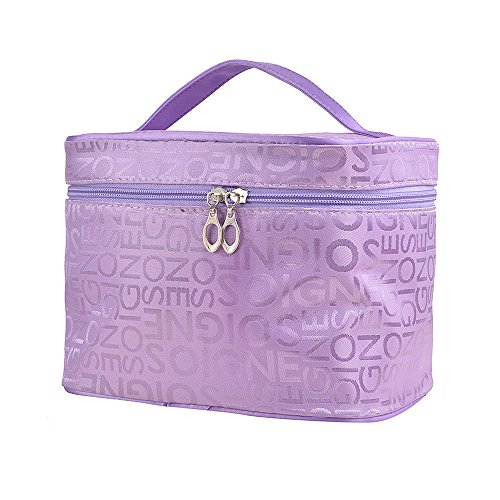 Stylish Large Train Case Makeup Bag for Women - Double Zipper Cosmetic Organizer with Brush Holder | Perfect for Travel, Professional Makeup Artists & Daily Beauty Routine