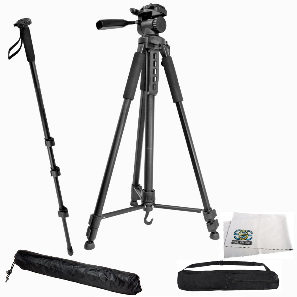 Professional 75-inch Camera Tripod with 3-Way Panhead & 72