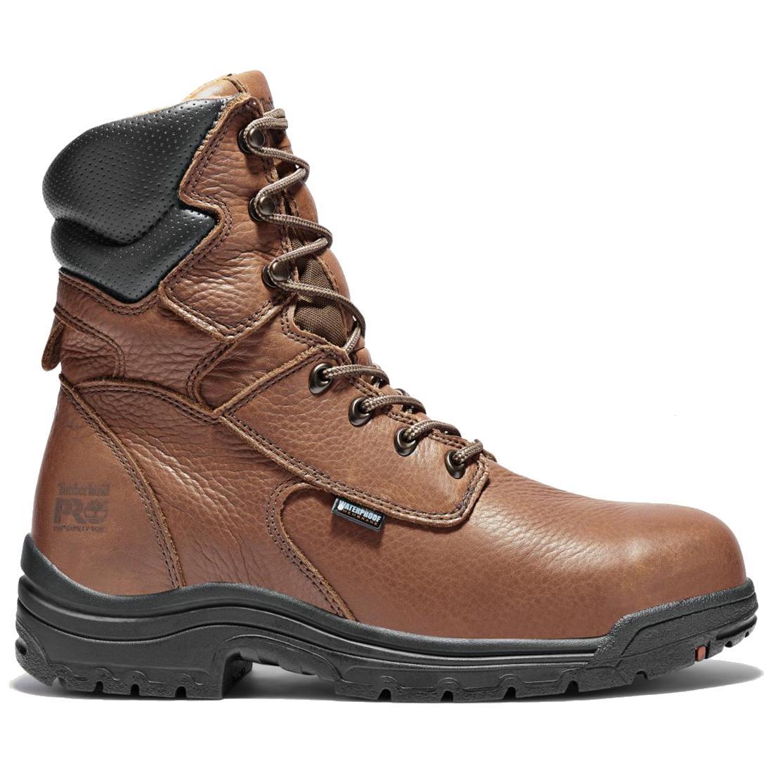 Titan 8 Inch Alloy Toe Waterproof Work Boots for Men - Medium Brown Safety Shoes for Construction, Hiking & Outdoor Work