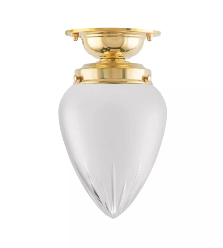 Lundkvist 80 Brass Bathroom Ceiling Light with Frosted Glass Shade - Modern Matte Drop Pendant Lighting Fixture for Bathroom, Vanity, Powder Room, and Spa Decor