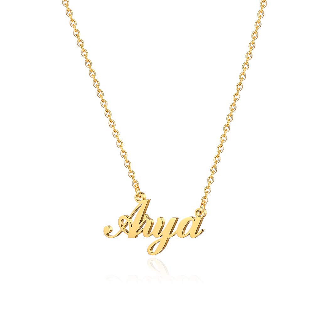 Custom Name Necklace for Women & Girls - 18K Gold Plated Personalized Monogram Necklace | M MOOHAM Gold Name Jewelry Gift for Her, Teens & Kids | Birthday, Anniversary, Valentine's Day Present