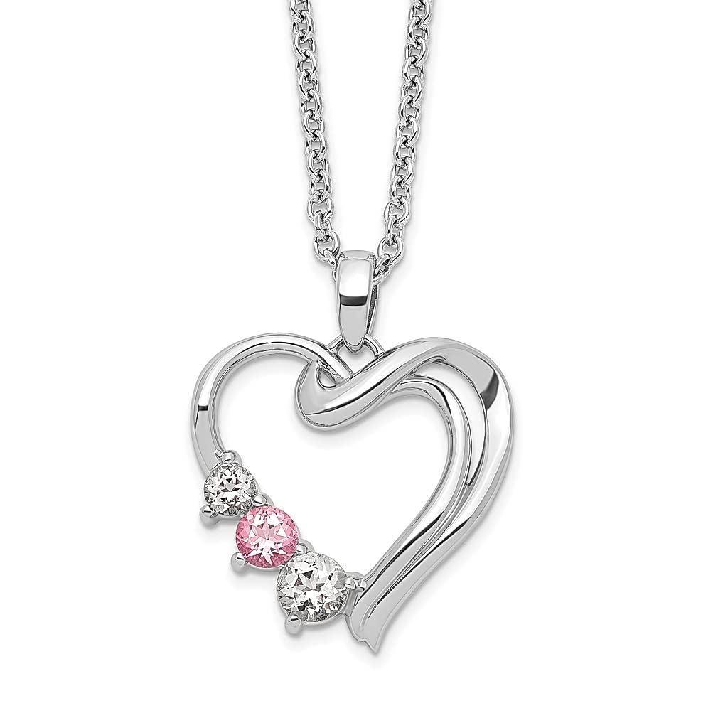 925 Sterling Silver Pink Swarovski Topaz Heart Healing Pendant Necklace - Inspirational Gemstone Jewelry for Women, Perfect Gift for Her (Ideal for Valentine's Day, Anniversary & Spiritual Healing)