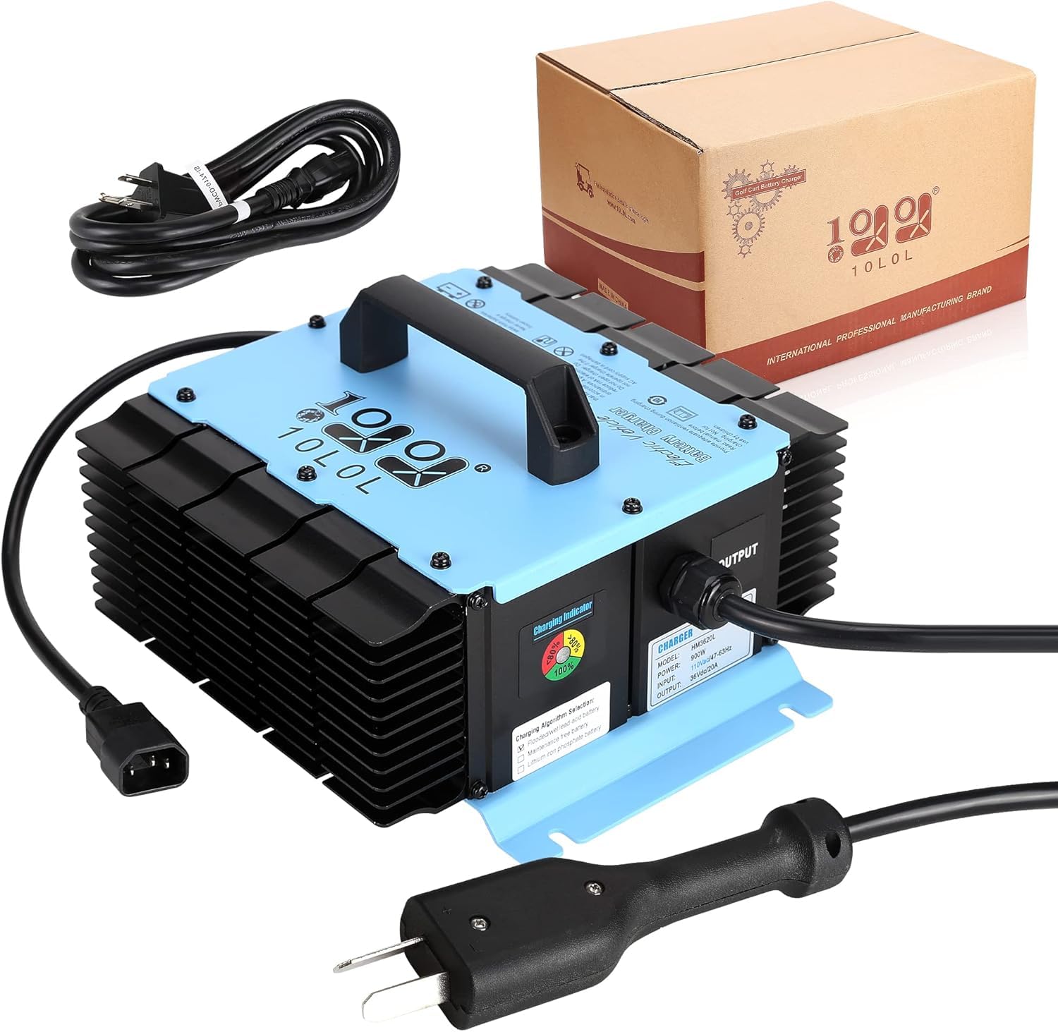 36V Golf Cart Battery Charger 10L0L18 18 Amp for Yamaha & EZGO with Crowfoot Plug - Fast Charging for Lead Acid, AGM, Gel Batteries - Perfect for Golf Courses, Resorts & Private Cart Maintenance