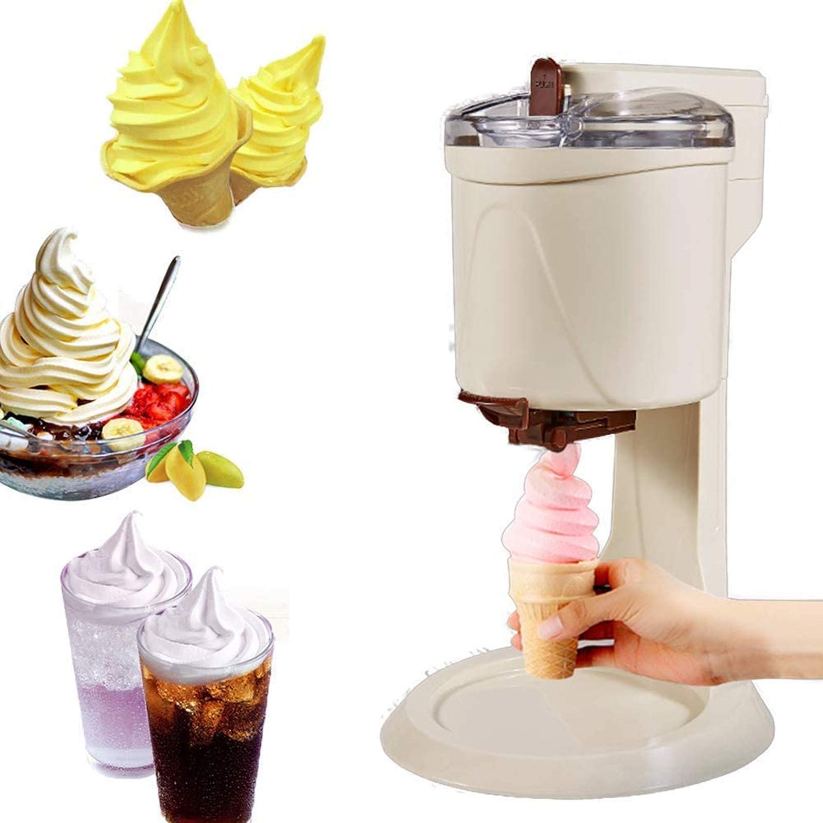 Electric Frozen Yogurt & Soft Serve Ice Cream Maker with Timer - Portable Sorbet Machine for Homemade Fruit Desserts - Perfect for Parties, Family Gatherings & Healthy Snacks (Yellow)
