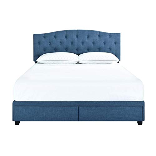 Denim Blue Tufted Storage Bed - Home King for Small Spaces