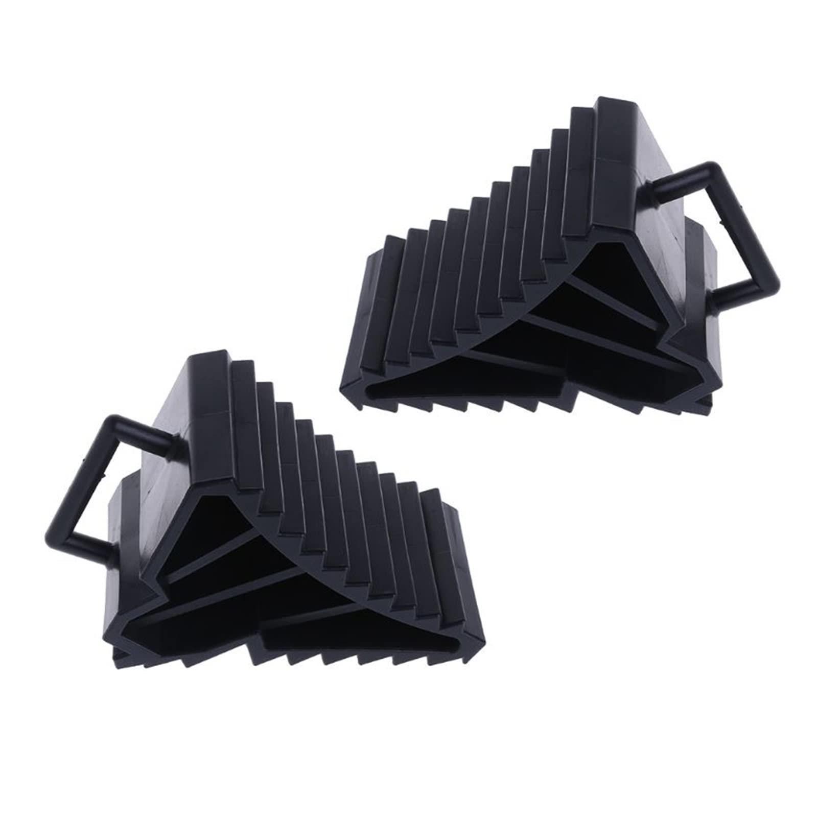 HUACHEN-LS 2 Pack Heavy Duty Wheel Chocks - Anti-Slip Rubber Vehicle Tire Stops for Trucks, RVs, Campers & Trailers - Secure Parking on Hills & Uneven Surfaces - Perfect for Road Trips, Camping & Emergency Use