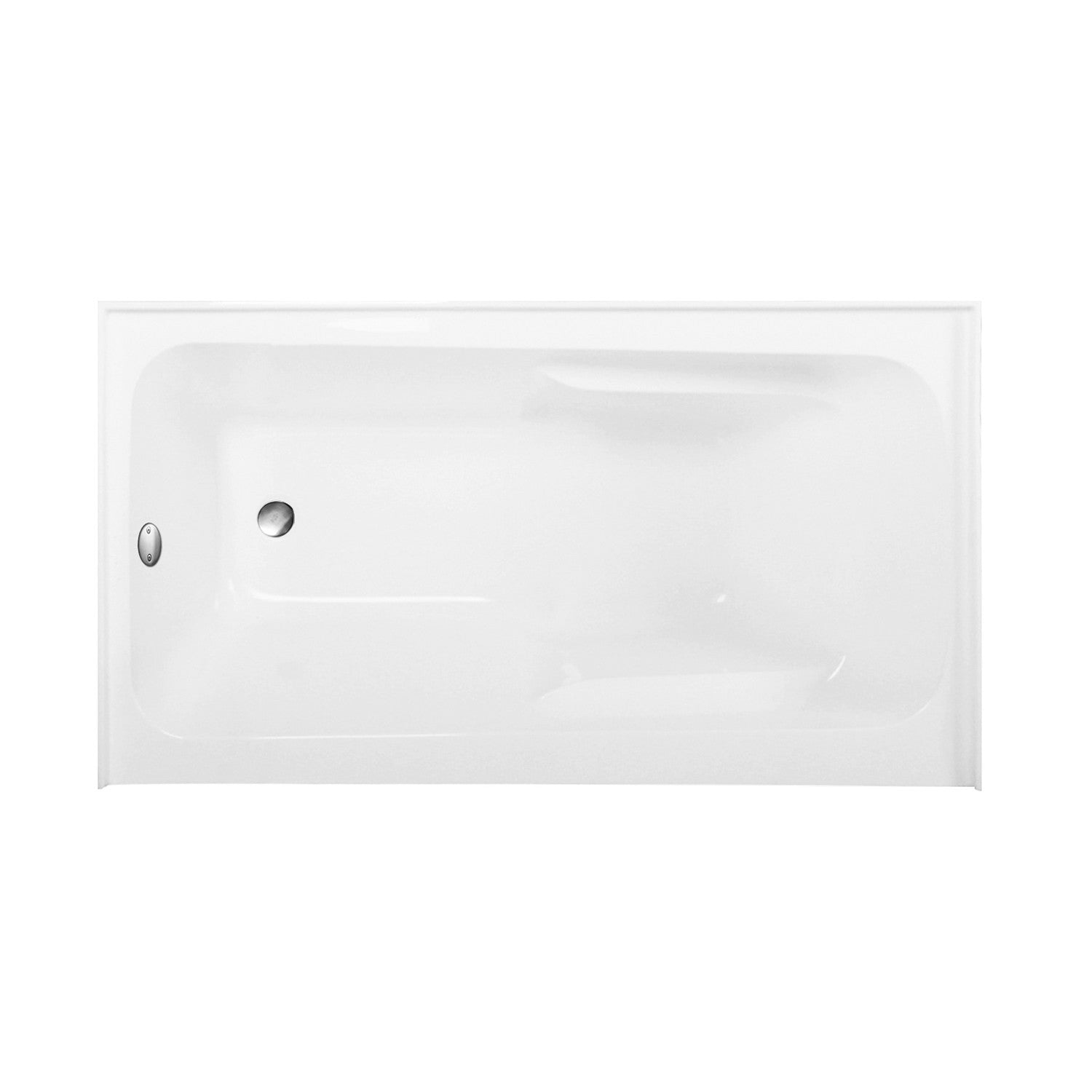 Aqua Eden 54 Inch Acrylic Rectangular 3 Wall Alcove Bathtub with Armrests - Left Hand Drain - Glossy White/Brushed Nickel Finish - Perfect for Modern Bathroom Renovation and Spa-Like Relaxation