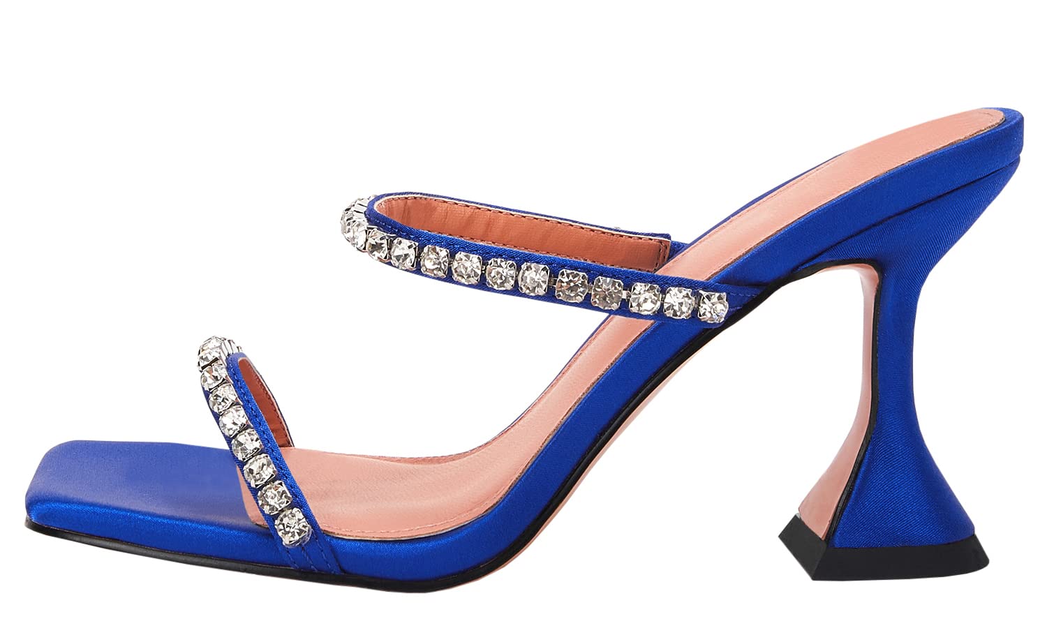 Women's Square Toe Satin Heeled Sandals with Two Straps - Perfect for Weddings, Parties & Special Occasions | Elegant Dress Shoes for Evening Events & Date Nights