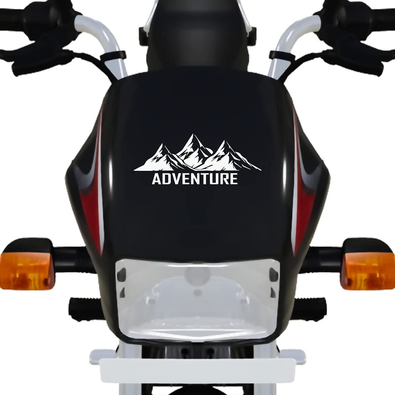 Dikoria Adventure Bike Sticker - Waterproof Vinyl Decal for Racer Bikes, Sports Bikes, Scooters, and Scootys - 6x6 Inch White Standard Size - Perfect for Motorcycle Helmets, Laptops, and Water Bottles - Enhance Your Ride's Style