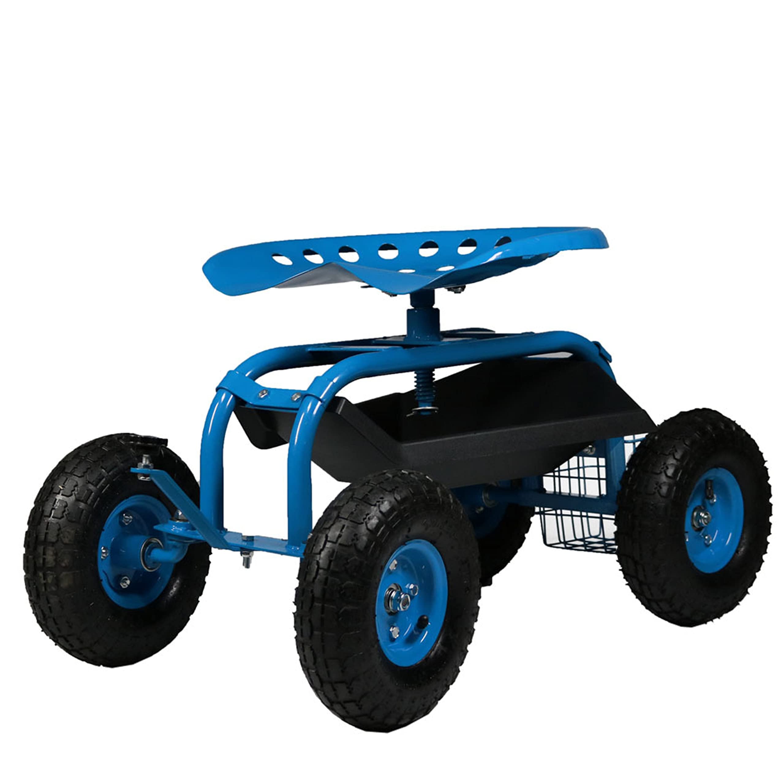 Rolling Garden Chair with Wheels & Tool Tray - Blue for Outdoor Gardening