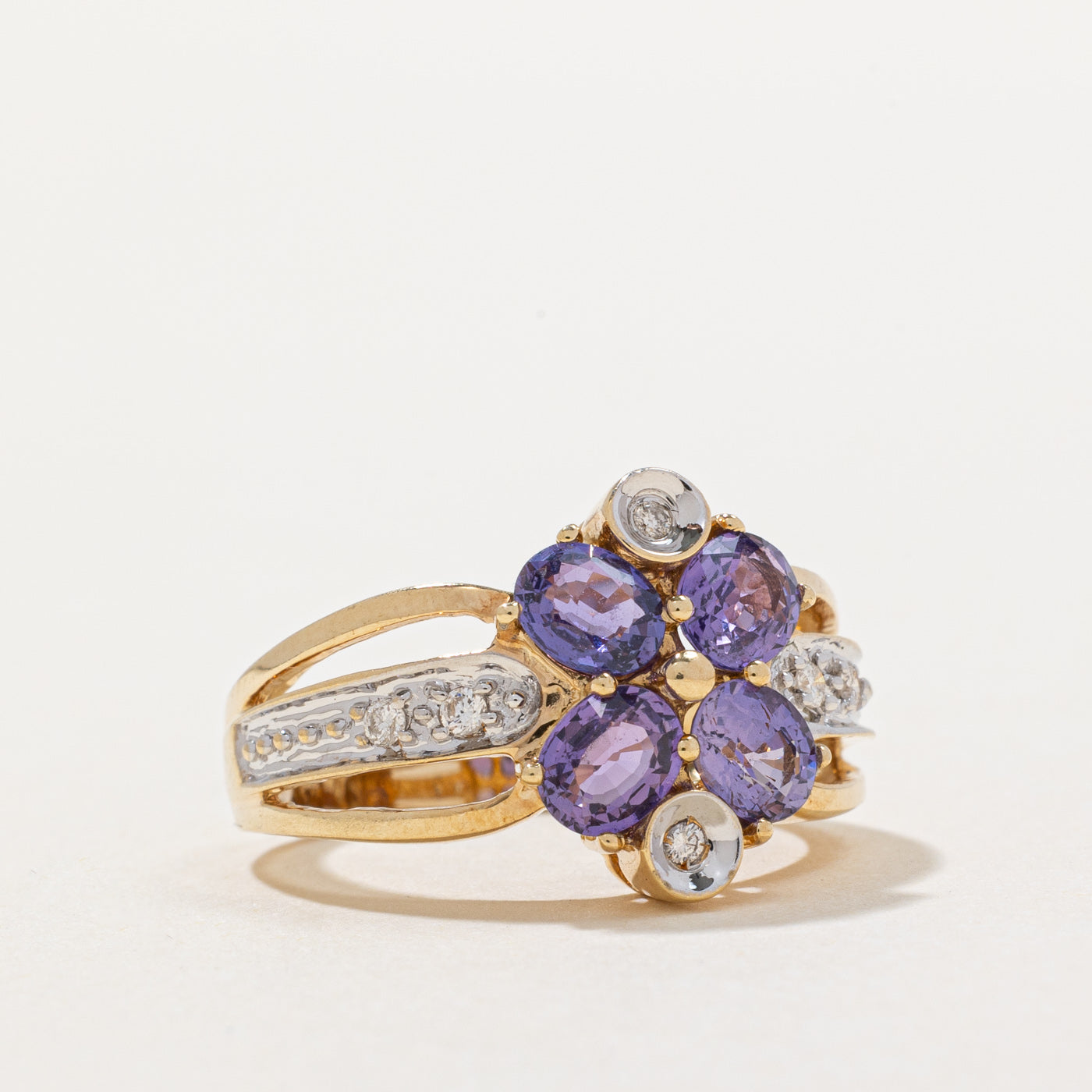 Exquisite 1.20ctw Violet Sapphire & 0.10ctw Diamond Cocktail Ring - Size 5.75 | Elegant Women's Jewelry for Parties, Weddings & Special Occasions