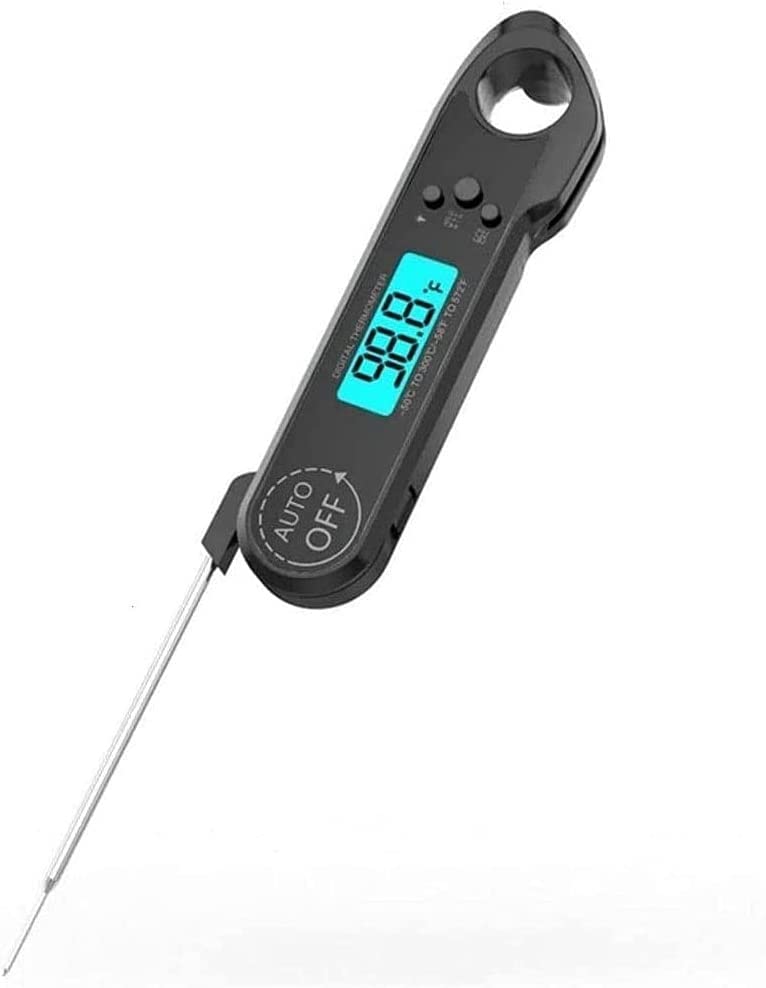JYYBN Digital Meat Thermometer with Backlight & Magnet - Instant Read Food Thermometer for Cooking, BBQ, Grilling, Roasting Turkey - Foldable Long Probe for Precise Temperature Measurement - Perfect for Kitchen, Outdoor Cooking & Food Safety Checks