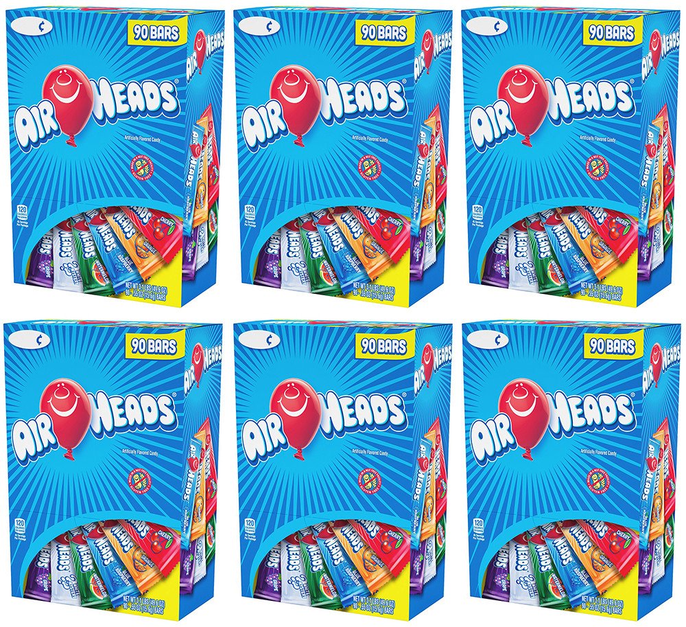 Airheads Chewy Fruit Candy Variety Pack - 90 Count (Pack of 6) | Assorted Flavors | Bulk Candy for Parties, Halloween, School Events & Office Snacks