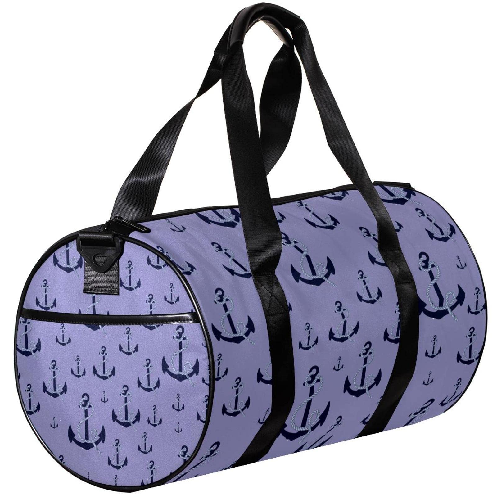 Anchor Pattern Travel Duffel Bag - Lightweight Sports Gym Bag for Men & Women - Small Weekender Overnight Bag for Gym, Travel, Camping & Weekend Getaways