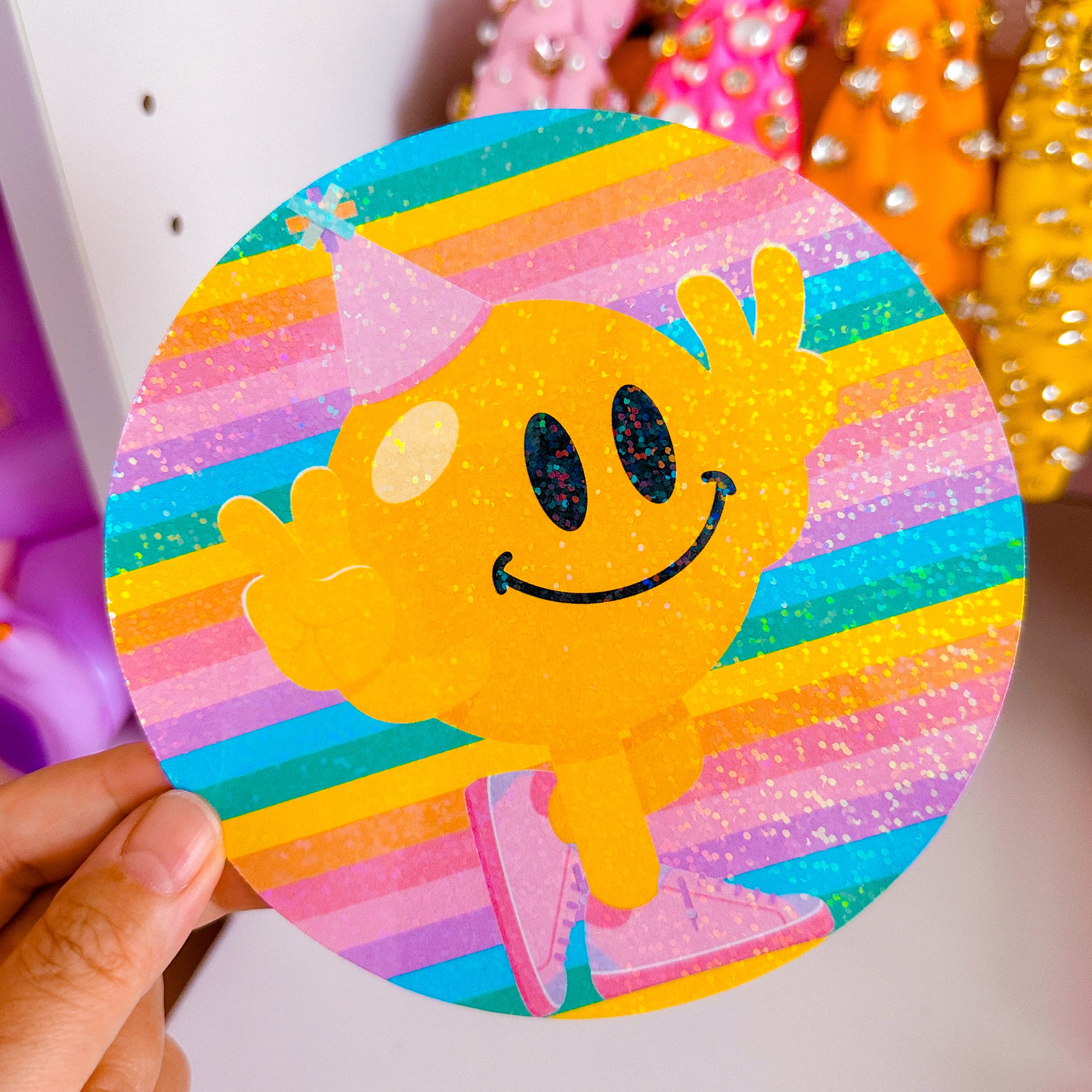 XL Glitter Stickers for Scrapbooking, DIY Cards, and Birthday Party Decorations - Self-Adhesive Paper Stickers for Crafting and Celebrations
