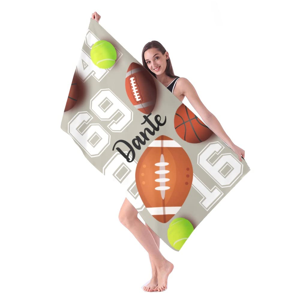 Custom Personalized Beach Towels with Name - Quick Dry Absorbent Microfiber Sports Towel for Football, Rugby, Pool & Beach - 30x60 Inch Sandproof Blanket for Kids, Boys, Girls & Adults - Perfect for Swimming, Travel, Picnics & Outdoor Activities