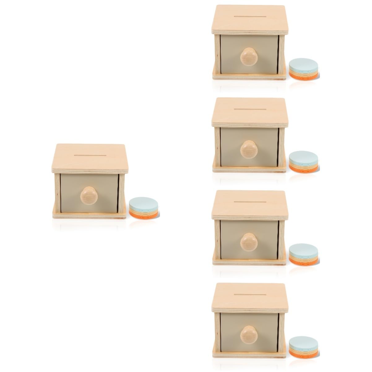 UPKOCH 5-Piece Wooden Coin Box Toy Activity Cube - Montessori Fine Motor Skills Learning Game for Toddlers - Perfect for Preschool Classroom & Home Playtime