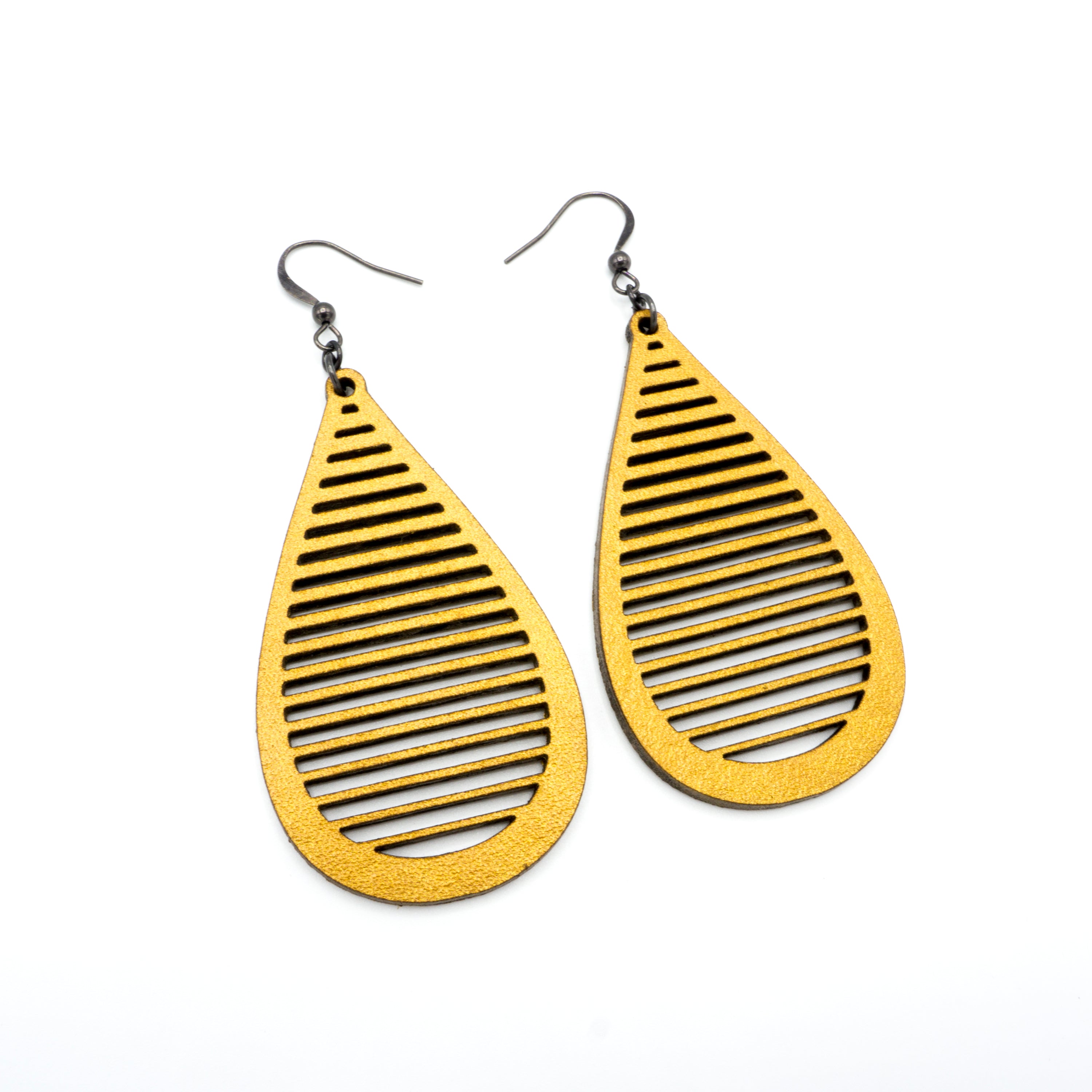 Handmade Gold Leather Earrings for Women - Boho Drop 04 [L] - Stylish & Lightweight Dangle Earrings for Everyday Wear, Parties & Special Occasions