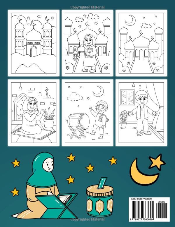 Ramadan Coloring Book for Kids - Islamic Holiday Activity Pages with Arabic Calligraphy & Mosque Designs - Perfect for Home, School & Gift Giving