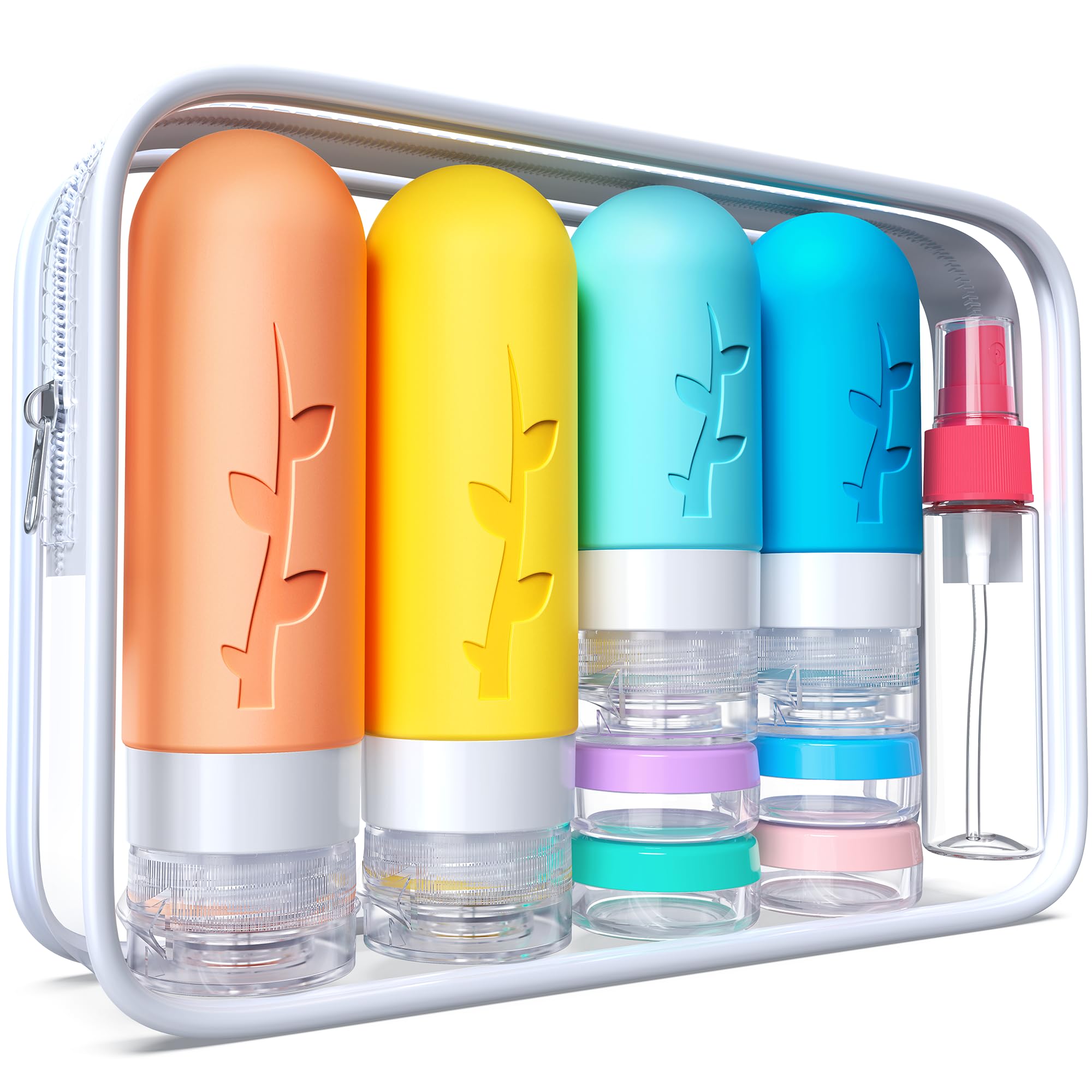 18-Pack TSA Approved Silicone Travel Bottles for Toiletries - Leak Proof Refillable Containers for Shampoo, Conditioner & Liquids | Perfect Travel Essentials for Vacation, Gym & Airplane Carry-Ons
