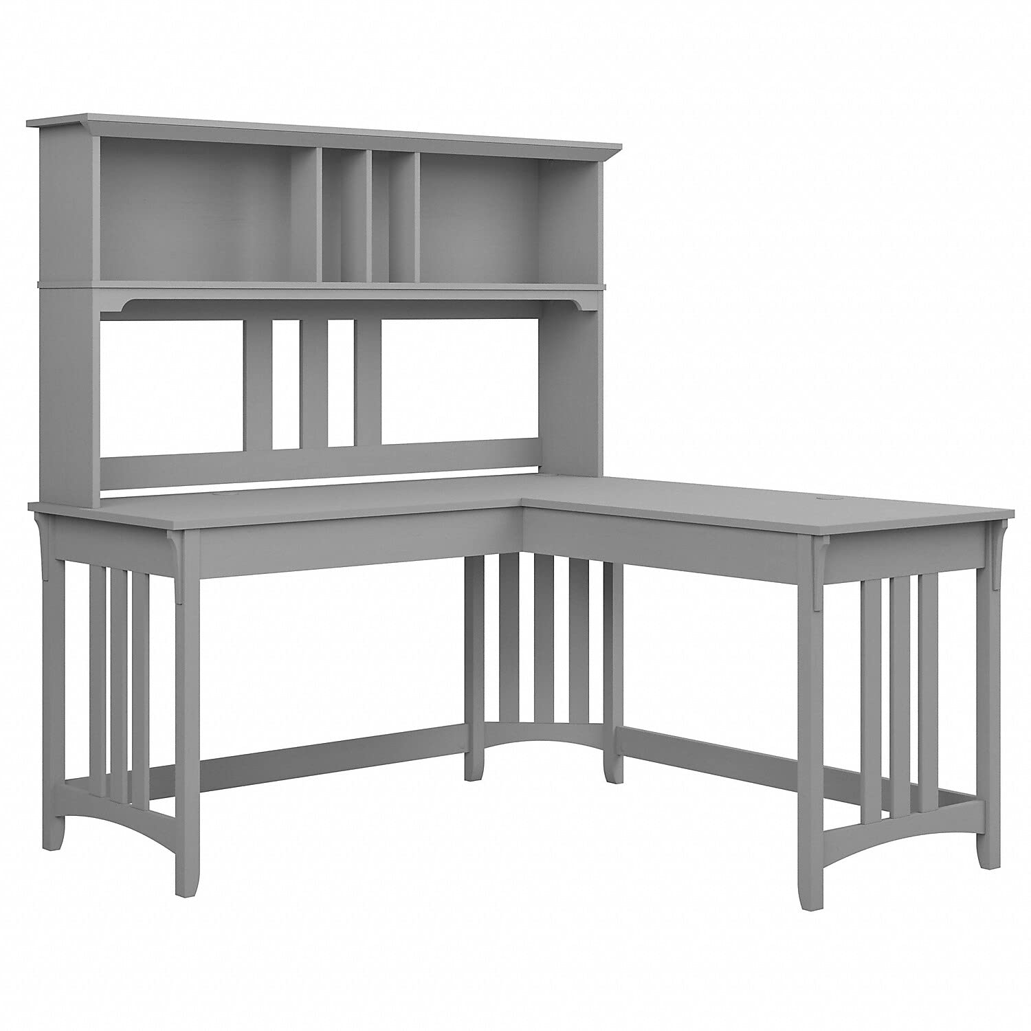 Bush Furniture Salinas L-Shaped Writing Desk with Hutch, 60 Inch Wide, Cape Cod Gray - Perfect for Home Office, Study Room & Small Spaces
