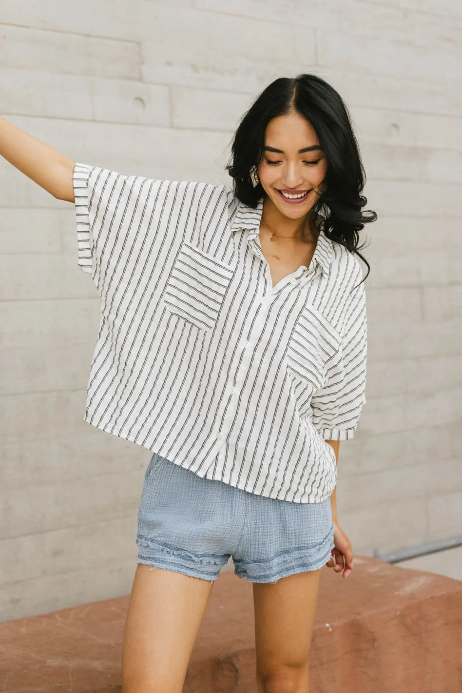 Francine Striped Button Up Shirt for Women - Casual & Office Wear - Final Sale | Perfect for Work, Dates & Everyday Outfits