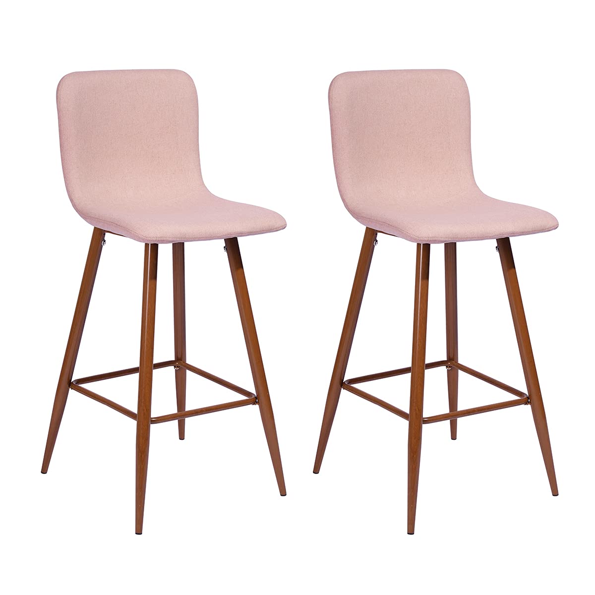 Modern 29 Inch Bar Stools Set of 2 - Pink Upholstered Kitchen Counter Stools with Back & Metal Frame - Perfect for Kitchen Island, Breakfast Bar & Home Decor