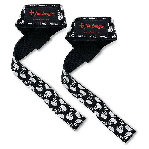 Harbinger Unisex Padded Cotton Weight Lifting Straps with Skull Design - Perfect for Gym, CrossFit & Strength Training