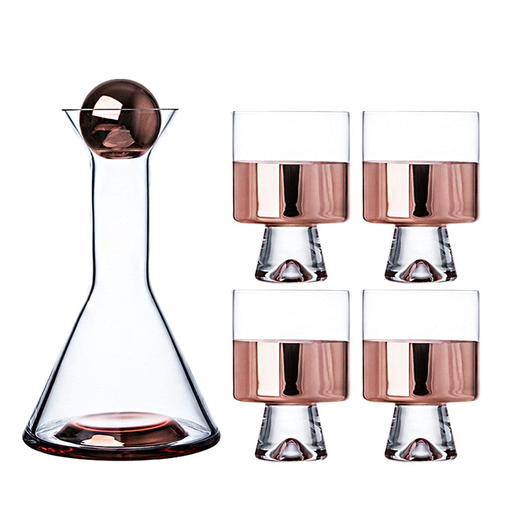 Nordic Style Glass Decanter Set with Tray - Wine, Whiskey & Milk Bottle for Home, Party, Hotel & Restaurant Use | Elegant Cold Kettle Design (Color A)