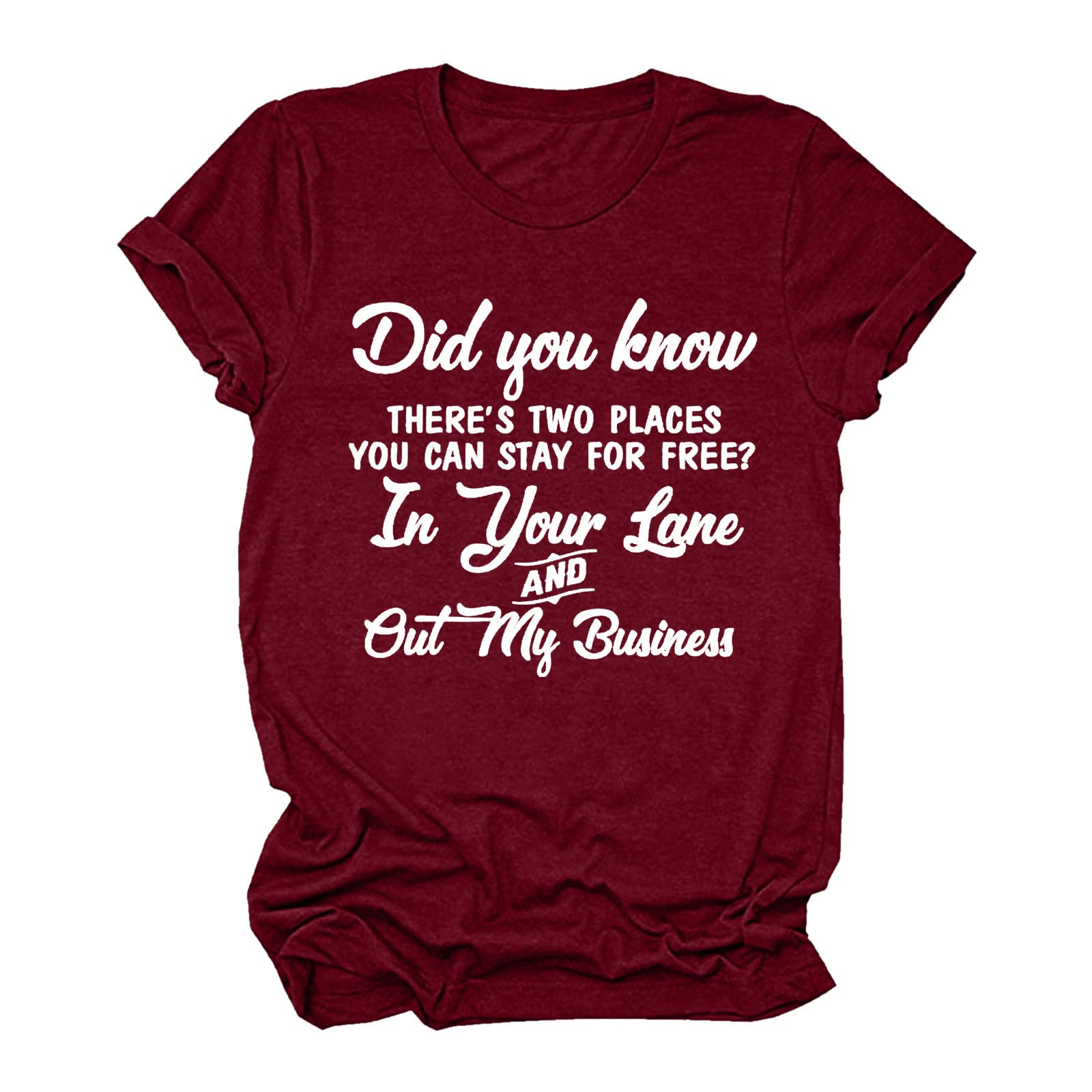 Women's Casual Short Sleeve Graphic Tee - Comfortable V-Neck Blouse for Everyday Wear (Wine Red, Size S) | Perfect for Work, Weekend Outings & Summer Vacation