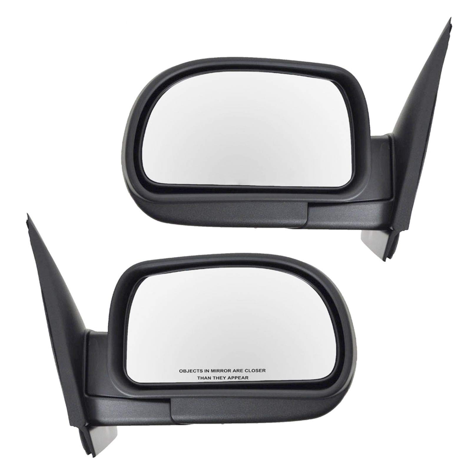 Black Textured Manual Side Mirrors LH RH Pair for GMC Envoy & Chevy Trailblazer - Durable Replacement for Enhanced Visibility and Style