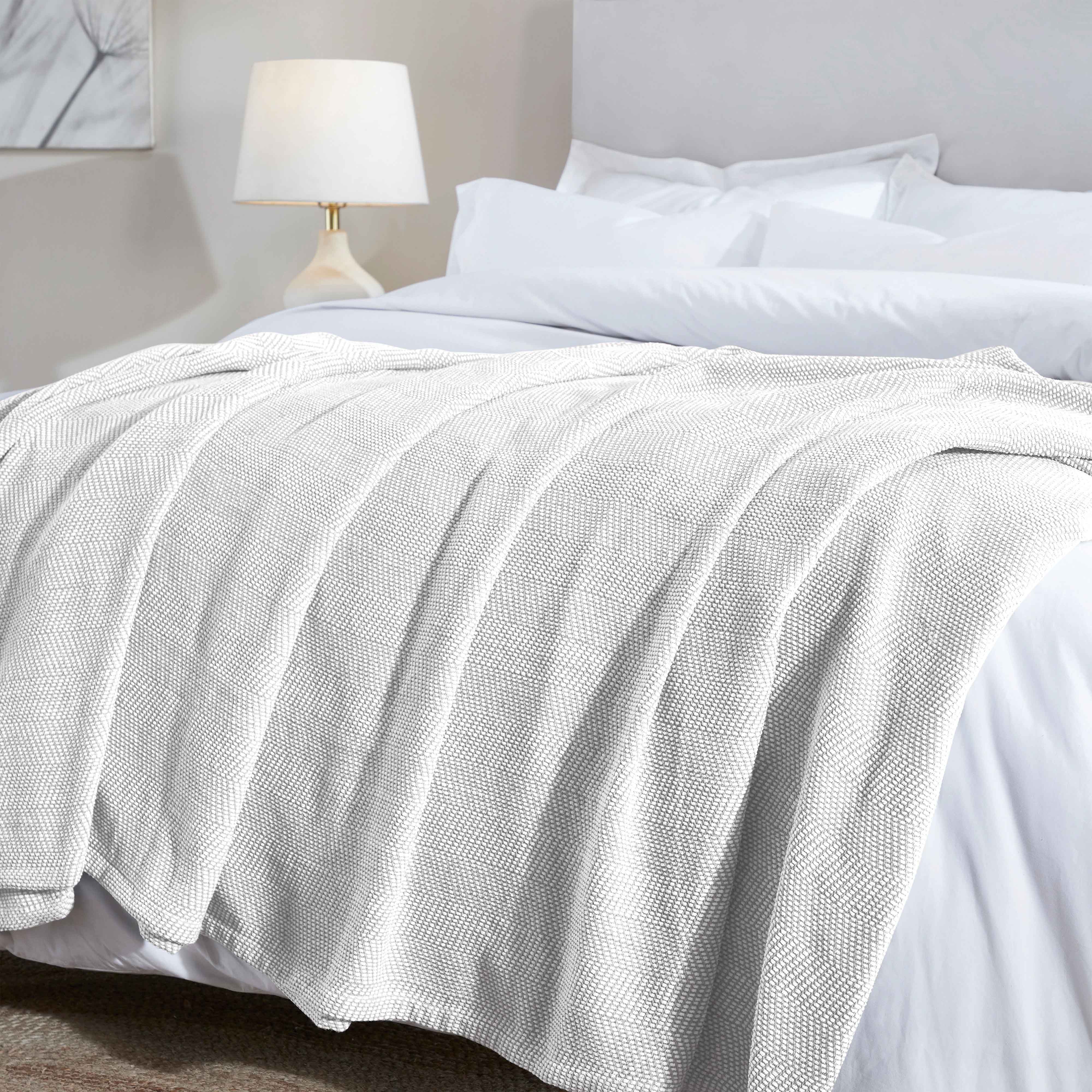 Premium Maya Chenille Herringbone Cotton Blanket - Medium Weight Soft Throw for Bed, Sofa & Couch - Cozy Home Decor for All Seasons