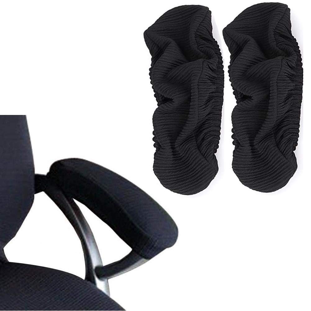 ISCCDY Armrest Covers - Removable Washable Office Chair Pads (Black) for Comfort & Protection