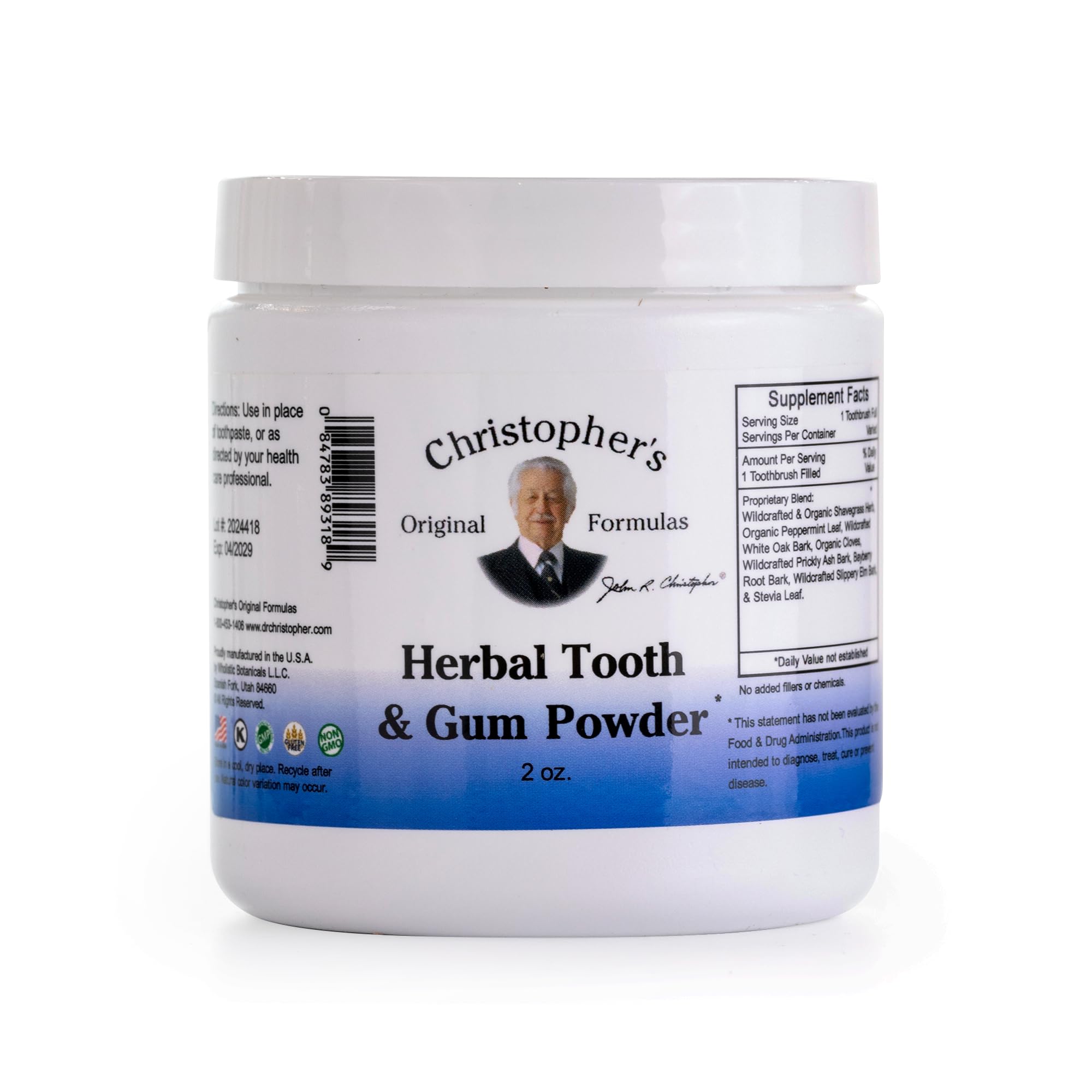 Christopher's Original Formulas Herbal Tooth and Gum Powder - Natural Dental Care for Teeth Whitening & Gum Health | Organic Tooth Powder for Sensitive Teeth, Bad Breath & Plaque Removal | Perfect for Travel & Eco-Friendly Oral Hygiene
