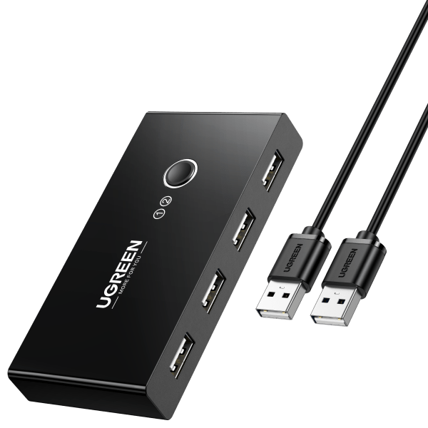 UGREEN USB 2.0 KVM Switch - 2 Input 4 Output USB Hub for Multiple Computers | Perfect for Home Office, Gaming Setup & Multi-Device Workstations
