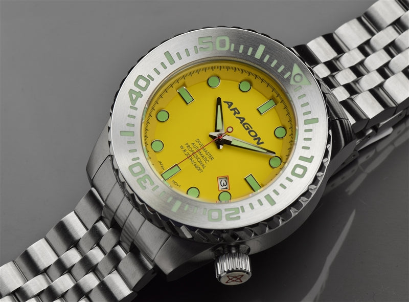 ARAGON Divemaster EVO 50mm A254YEL Dive Watch - Professional Waterproof Diving Watch for Men - Perfect for Scuba Diving, Snorkeling & Water Sports