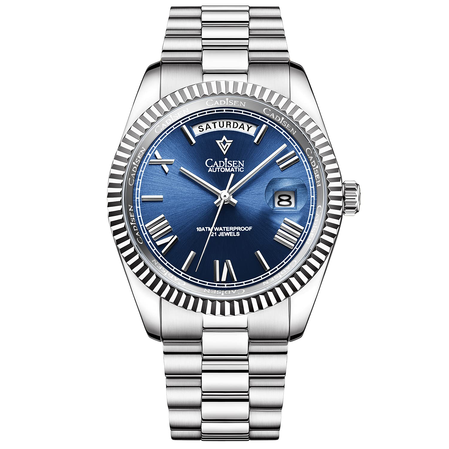 CADISEN Men's Automatic Watch with MIYOTA 8285 Movement | Sapphire Crystal Glass | 50M Water Resistant | Casual Dress Business Watch for Men | Perfect for Office, Dating & Formal Events